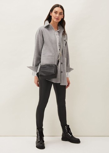 Phase Eight Jessica Button Through Shacket Jackets Grey USA | 5294036-MV